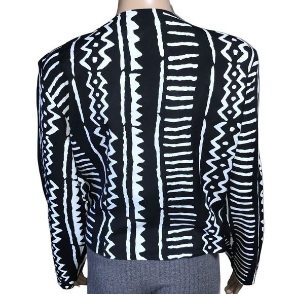 Vintage 90s red black & white crop bead tassel jacket mod size L - Picture 3 of 6